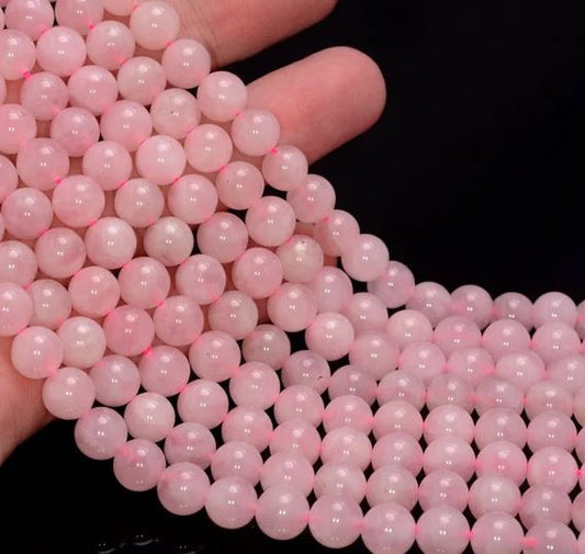 8mm Round Rose Quartz Stone Beads Baby Pink - Baby Pink / Stone / 1 String