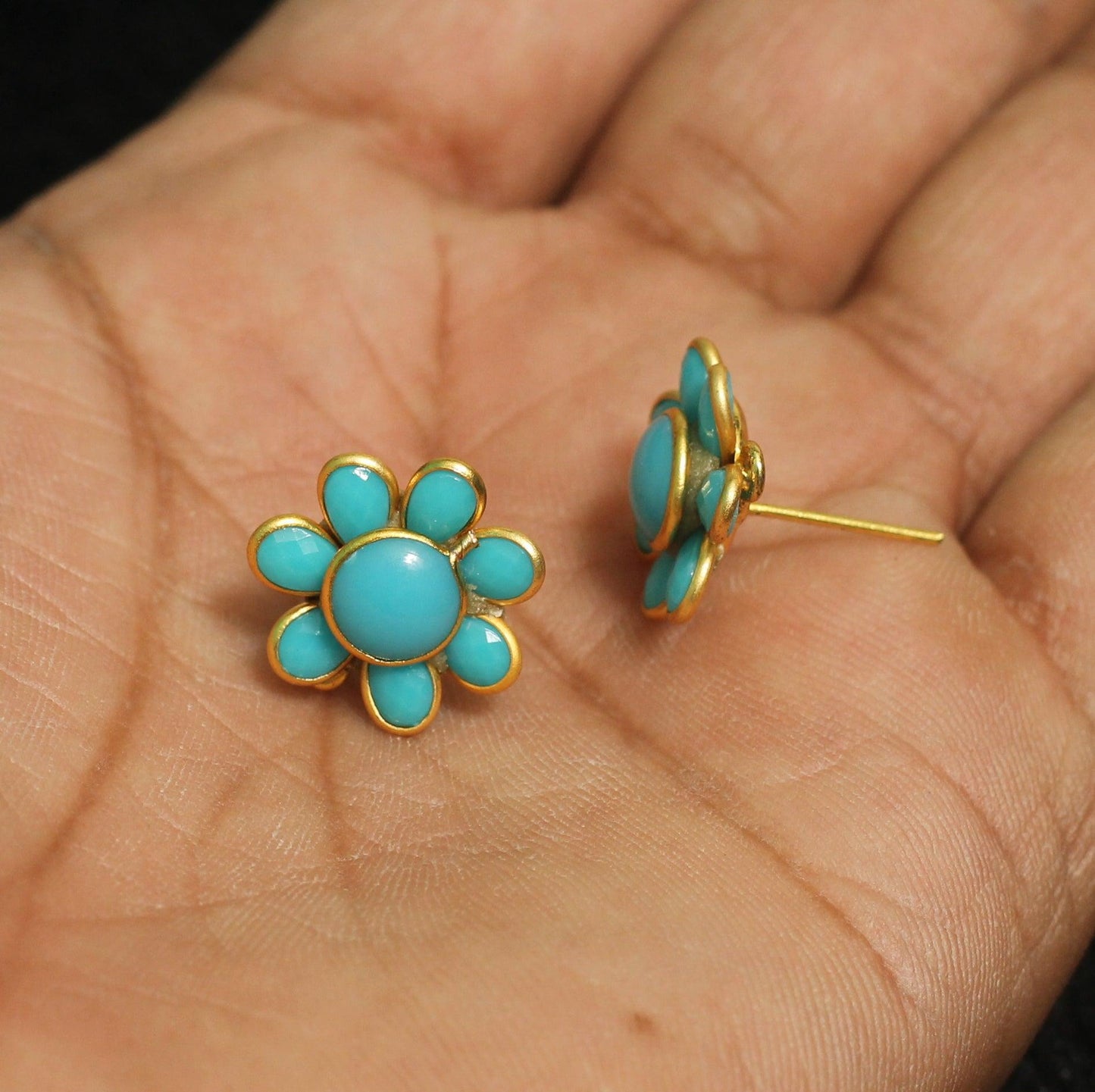 2 Pairs Pacchi Earring 14X14 MM - Turquoise / Acrylic / 2 Pairs