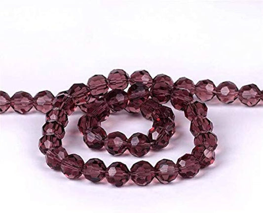 50+Pcs, 8mm Trans Purple Crystal Faceted Football Beads - Purple / 8mm / Rondelle