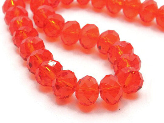 75 Pcs, 8x5mm Red Glass Crystal Beads Roundelle - Red / 8mm / Rondelle