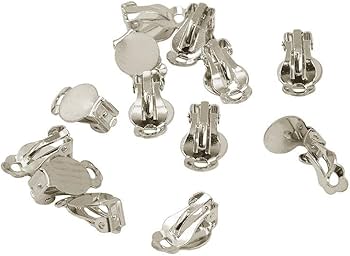 20x12mm, Silver Plated Clip on Earring - 10 Pcs / Silver