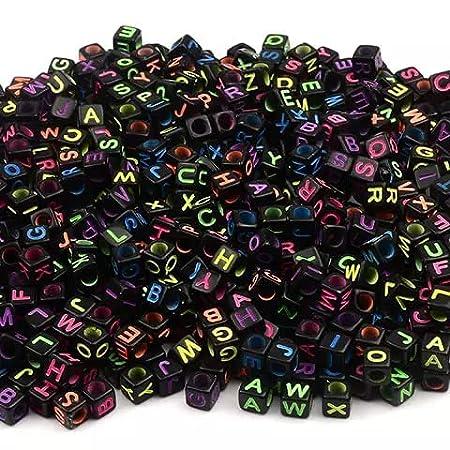 500 Pcs, 6mm Acrylic Round A To Z Alphabet Letter Beads - MultiColor / Acrylic / Square