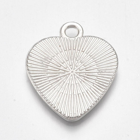 1 Inch CCB Plastic Pendant Heart Cabochon Settings - Silver / Heart / 10 Pcs