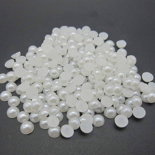 Acrylic Half Pearl Round Beads White - 3mm / White