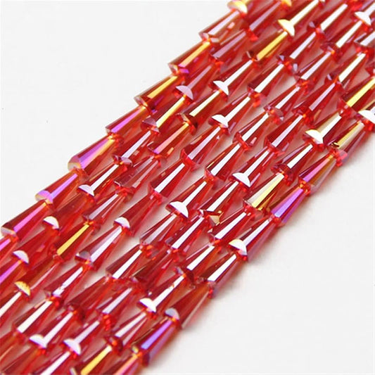 12x6mm Trans Rainbow Crystal Faceted Cone Beads - Red / 12mm / Cone