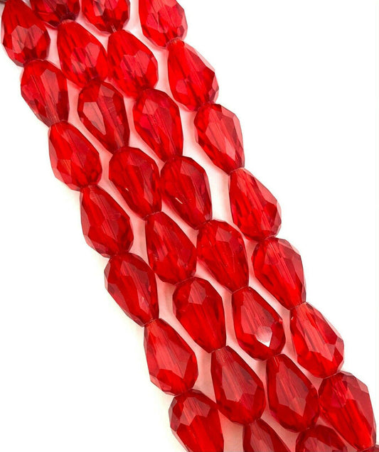 7x5mm  Faceted Crystal Drop Beads - Red / 7mm / Drop