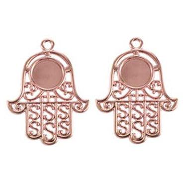 2 Inch Alloy Pendant Hand Rose Golden Cabochon Settings - Golden / Figures / 5 Pcs