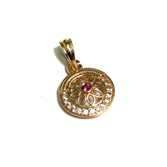 1 Pc, 16mm AD Charms Round Golden - Golden