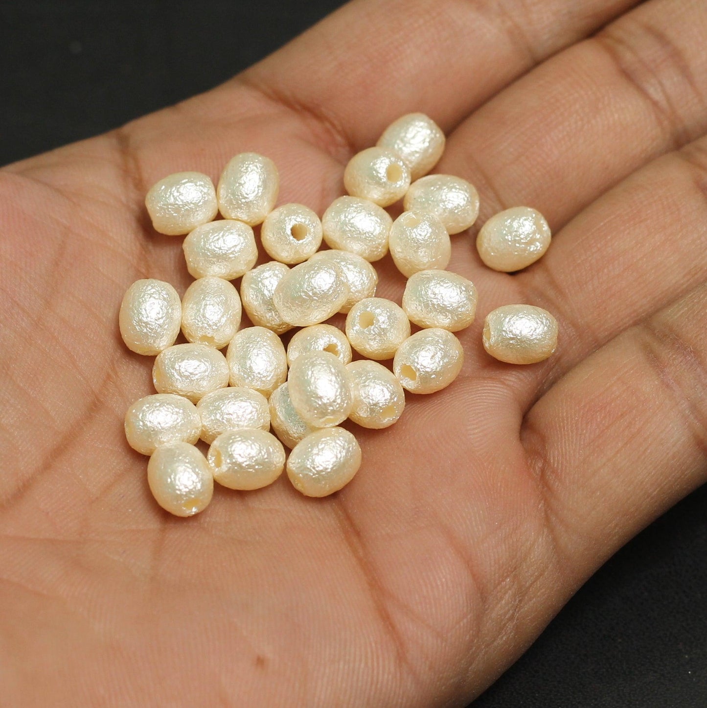 12X9mm Off White Pearl Coated Acrylic Beads - Off White / Acrylic / 100 Pcs [ Rs 17.5 / Piece ]