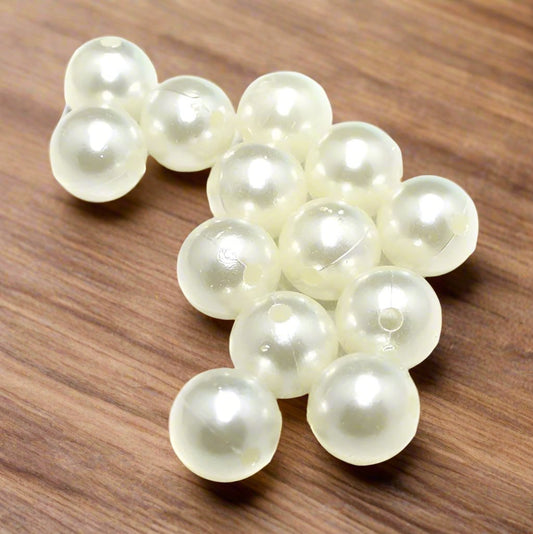 Acrylic Pearl Beads Off White - Off White / 14mm / 50 Pcs