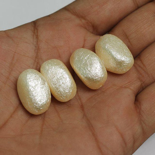 10 Pcs, 20x12mm Off White Tumble Pearl Coated Acrylic Beads - Off White / Acrylic / Tumble