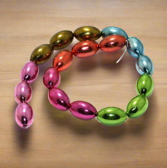5 Strings,18x11mm Multi Metallic CCB Oval Beads - MultiColor / Acrylic / Oval