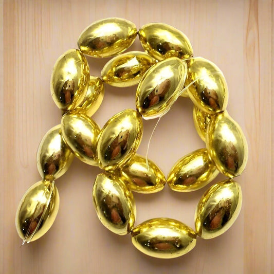 5 Strings  20x12 mm Metallic CCB Oval Beads - Golden / Acrylic / Oval