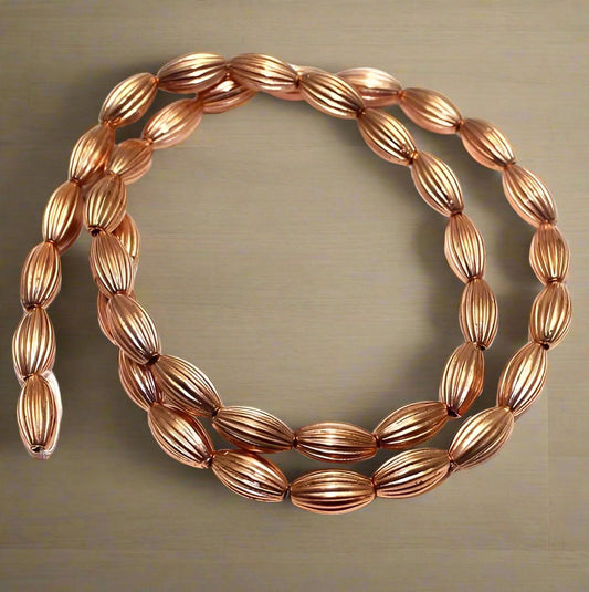 1 String Acrylic Oval Liner Beads Copper 11x5mm - Brown / Acrylic / Oval