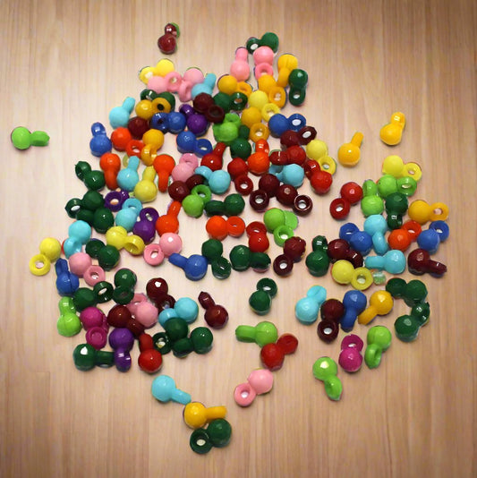 50 Gms, 7x4mm Multicolor Acrylic Latkan Beads - MultiColor / Acrylic / Round