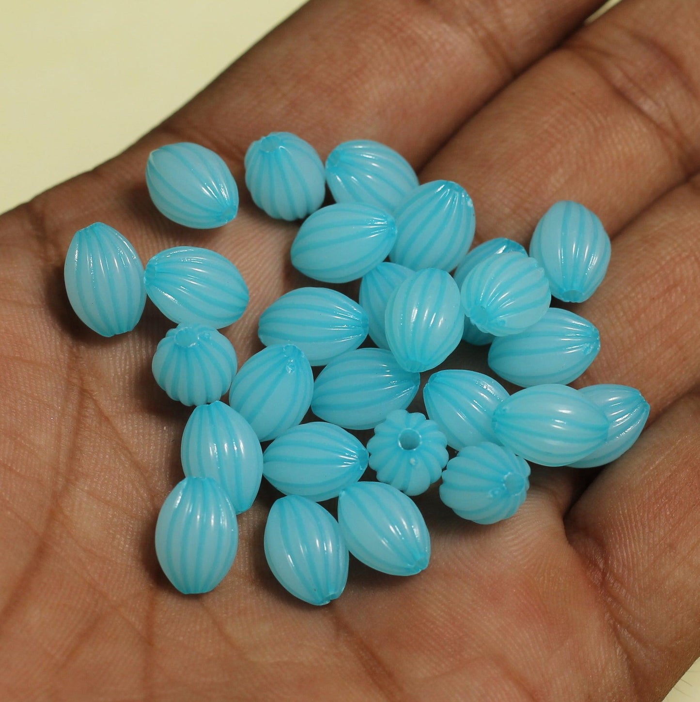10x8mm Acrylic Beads Oval - 100 gm / Blue / Acrylic