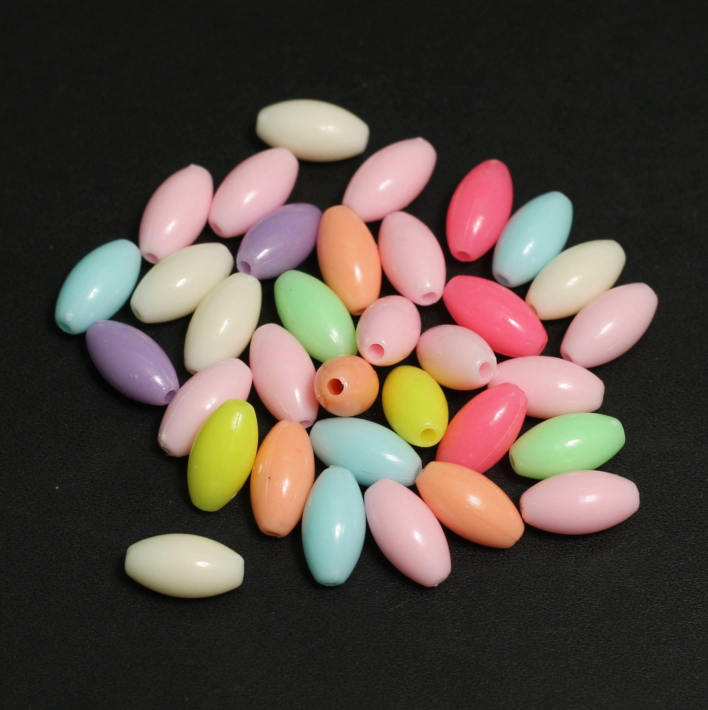 100 gm, 14x7mm, Acrylic Multicolor Oval Beads - MultiColor / Oval / 100 Gm
