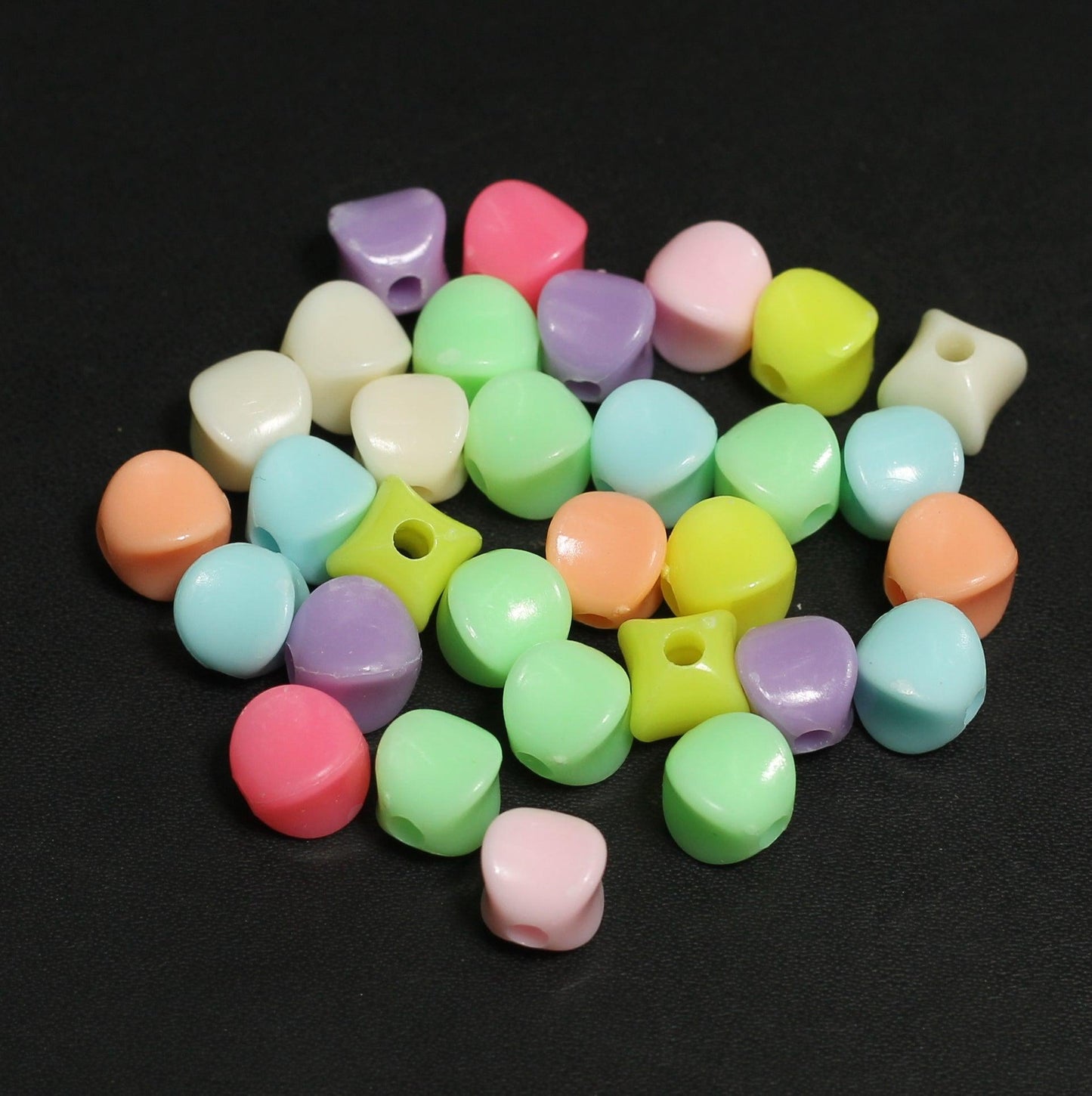 100 GM, 10x8mm,  Acrylic Multicolor Beads - MultiColor / 10mm / 100 Gm