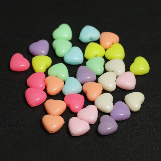 Acrylic Multicolor Heart Beads - MultiColor / 8mm / 100 Gm