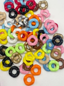 100 gm, 15mm Assorted Acrylic Ring Beads - MultiColor / Acrylic / Round