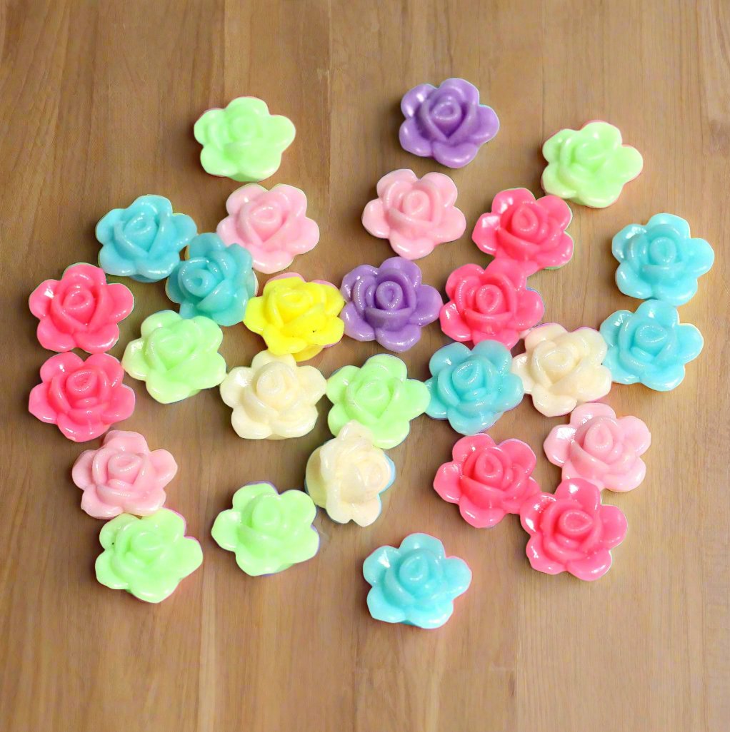 12x7mm Flower Acrylic Beads Assorted Color - MultiColor / Acrylic / 100 Gm