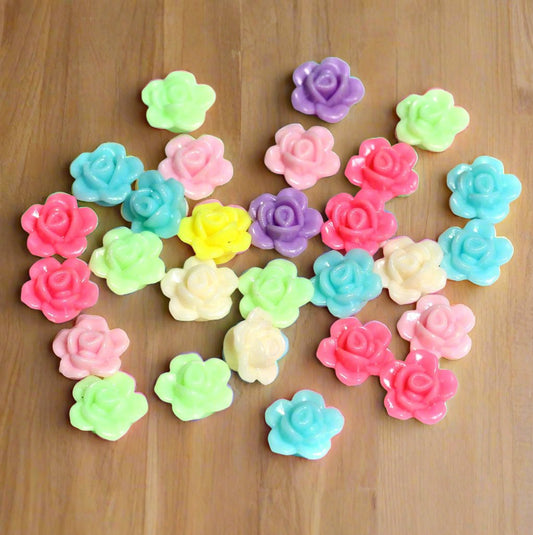 12x7mm Flower Acrylic Beads Assorted Color - MultiColor / Acrylic / 100 Gm