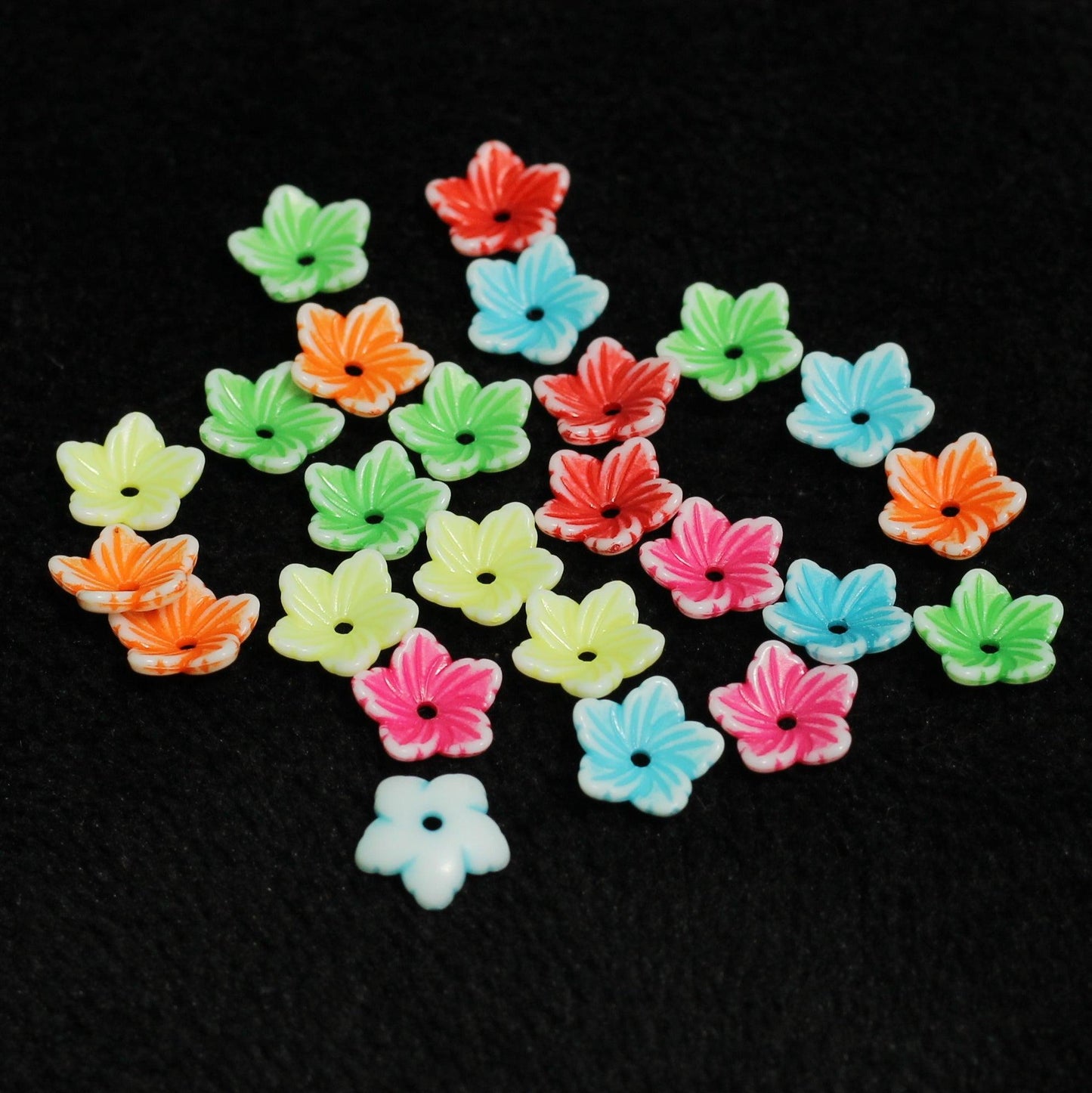 100 gm, 11x3mm Flower Acrylic Beads Assorted Color - MultiColor / Acrylic / 100 gm