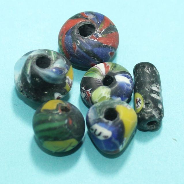 50 Assorted Antique Mosaic Glass Beads 25-12 - MultiColor / Glass / Assorted