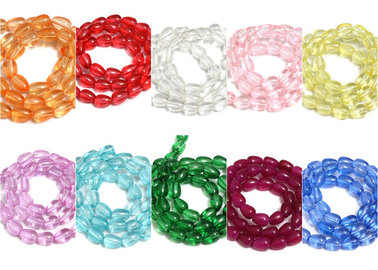 10 Strings, 8x6mm, Plain Drop Glass Beads Combo - Glass / Drop / MultiColor