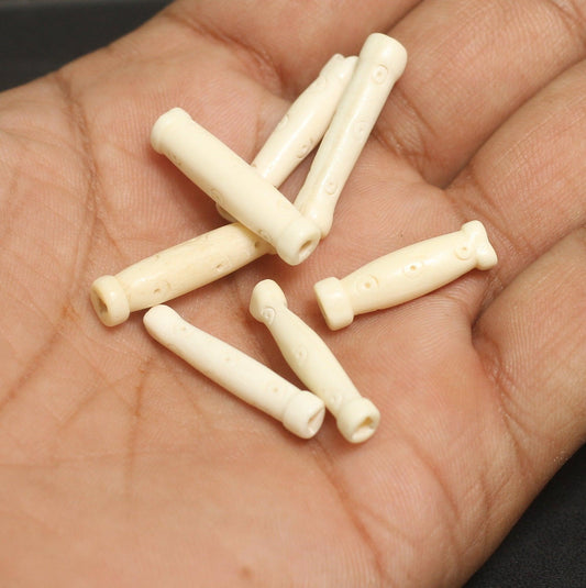 20 Pcs, 1 Inch Tube Bone Beads - Bone / 1 Inch