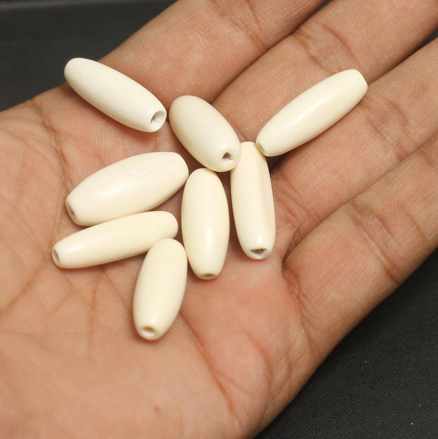 20 Pcs, 1 Inch Tube Bone Beads - Bone / 1 Inch