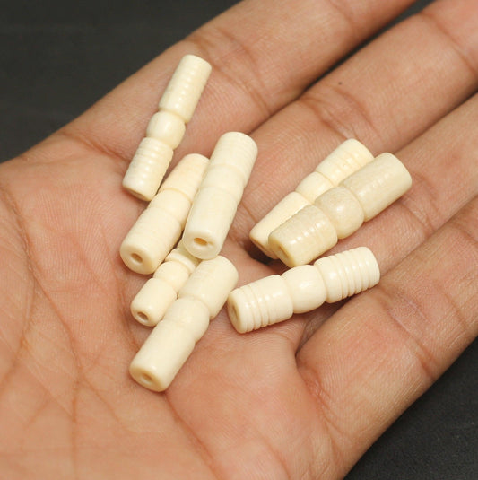 20 Pcs, 1 Inch Tube Bone Beads - Bone / 1 Inch