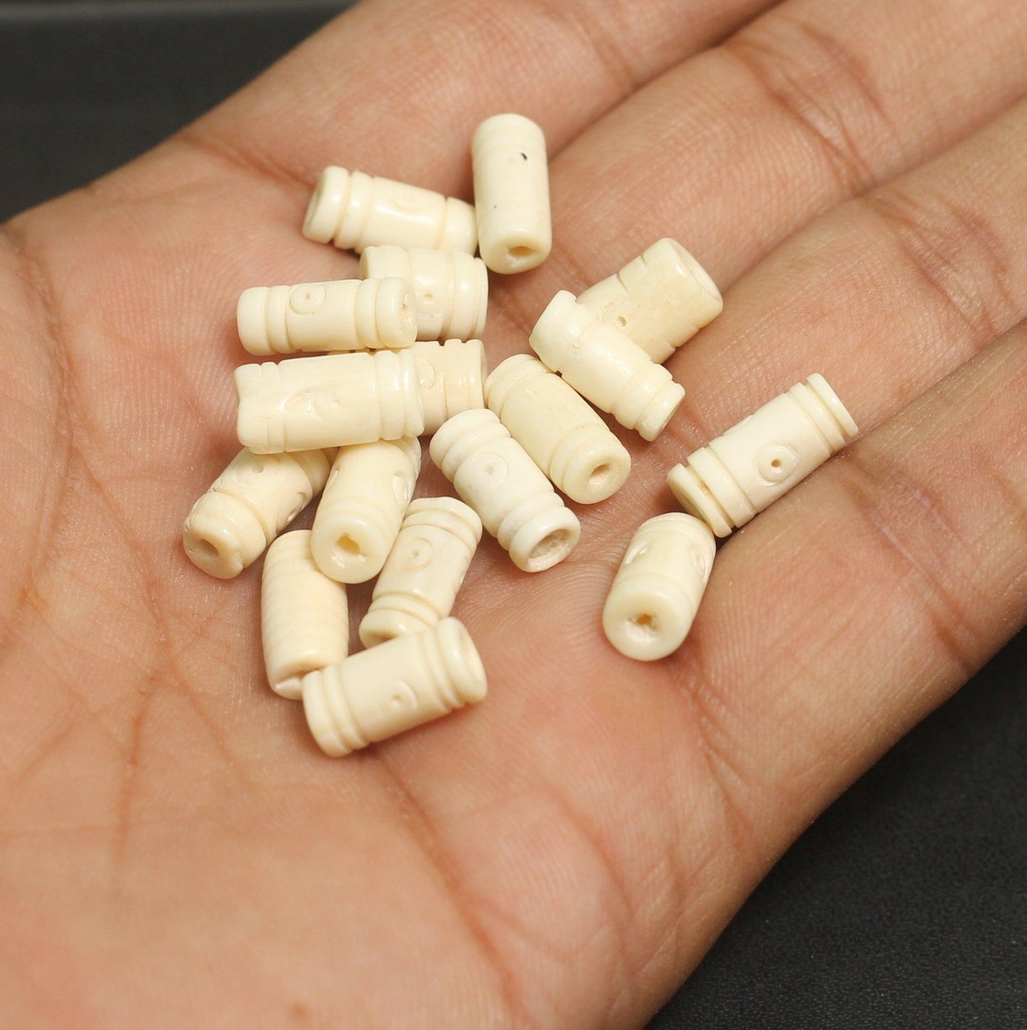 50 Pcs, 0.5 Inch Bone Beads - Bone / 0.5 Inch