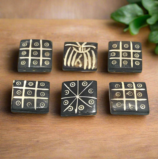 10 Pcs Square Bone Bead Connector 26x26mm - Brown / Bone