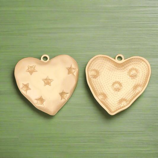 Alloy Pendant Heart Gold Rhinestone Settings 30x30x4mm - 2 Pcs [ Rs 47.5 / Piece ]