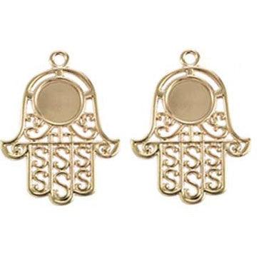 2 Inch Alloy Pendant Hand  Golden Cabochon Settings - Golden / Figures / 2 Pcs [ Rs 47.5 / Piece ]