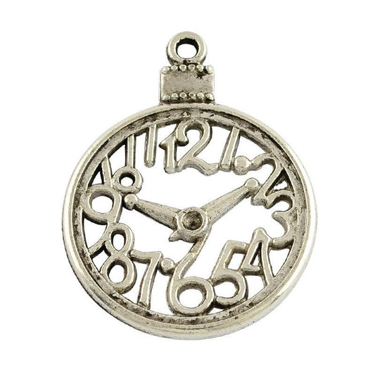1.5 Inch Tibetan Alloy Pendants Antique Silver Rhinestone Settings - Silver / Round / 2 Pcs [ Rs 47.5 / Piece ]