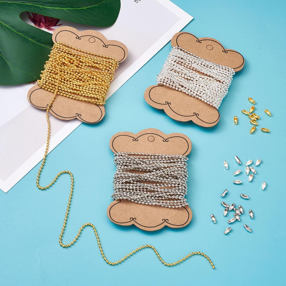 Brass Ball Chain Jewelry Making Kits, Ball Chain Connectors & Ball Chains, Platinum & Golden & Silver Color Plated