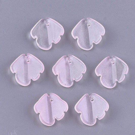10 Pcs, 16x14.5mm, Transparent Fish Glass Charms Pink - Pink