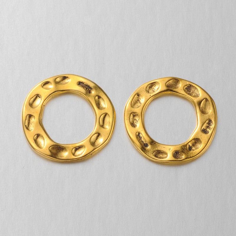 24mm, Tibetan Ring Connectors Antique Gold - Golden / Ring / 10 Pcs