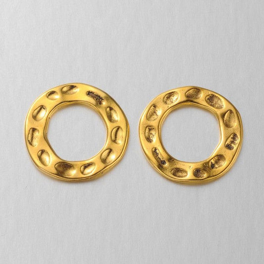 24mm, Tibetan Ring Connectors Antique Gold - Golden / Ring / 10 Pcs
