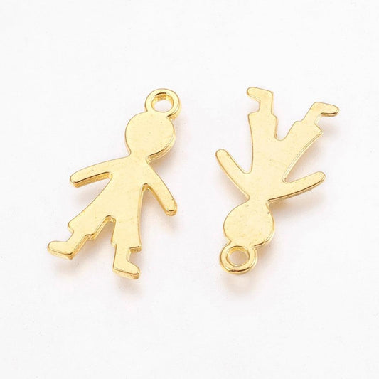 26.5x14.5mm, Tibetan Style Alloy Charms, Boy Silhouette Pendants, Golden - Alloy / Golden / 5 Pcs
