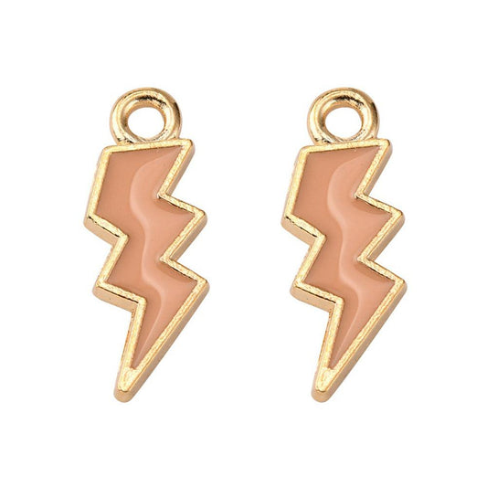 5 Pcs, 20x7mm, Alloy Enamel Charms Light Gold - Golden