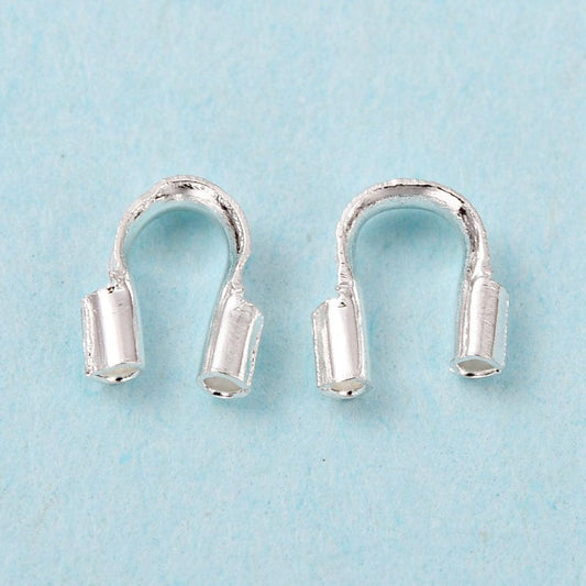 4.5x4mm, Brass Wire Guardians Crimps - Silver / Brass / 50 Pcs