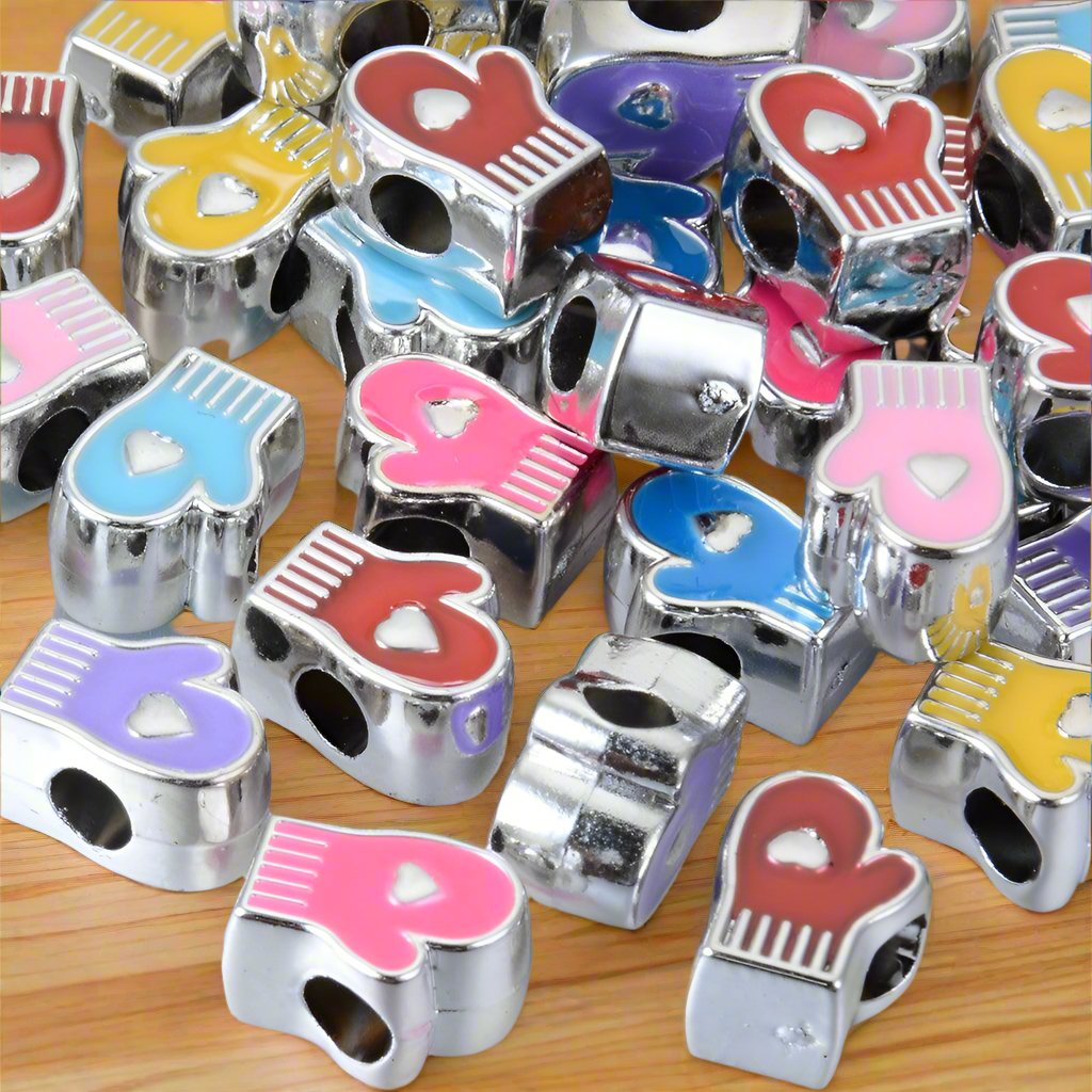 13x10x8mm, Acrylic Glove Big Hole Beads MultiColor - Acrylic / MultiColor / 20 Pcs