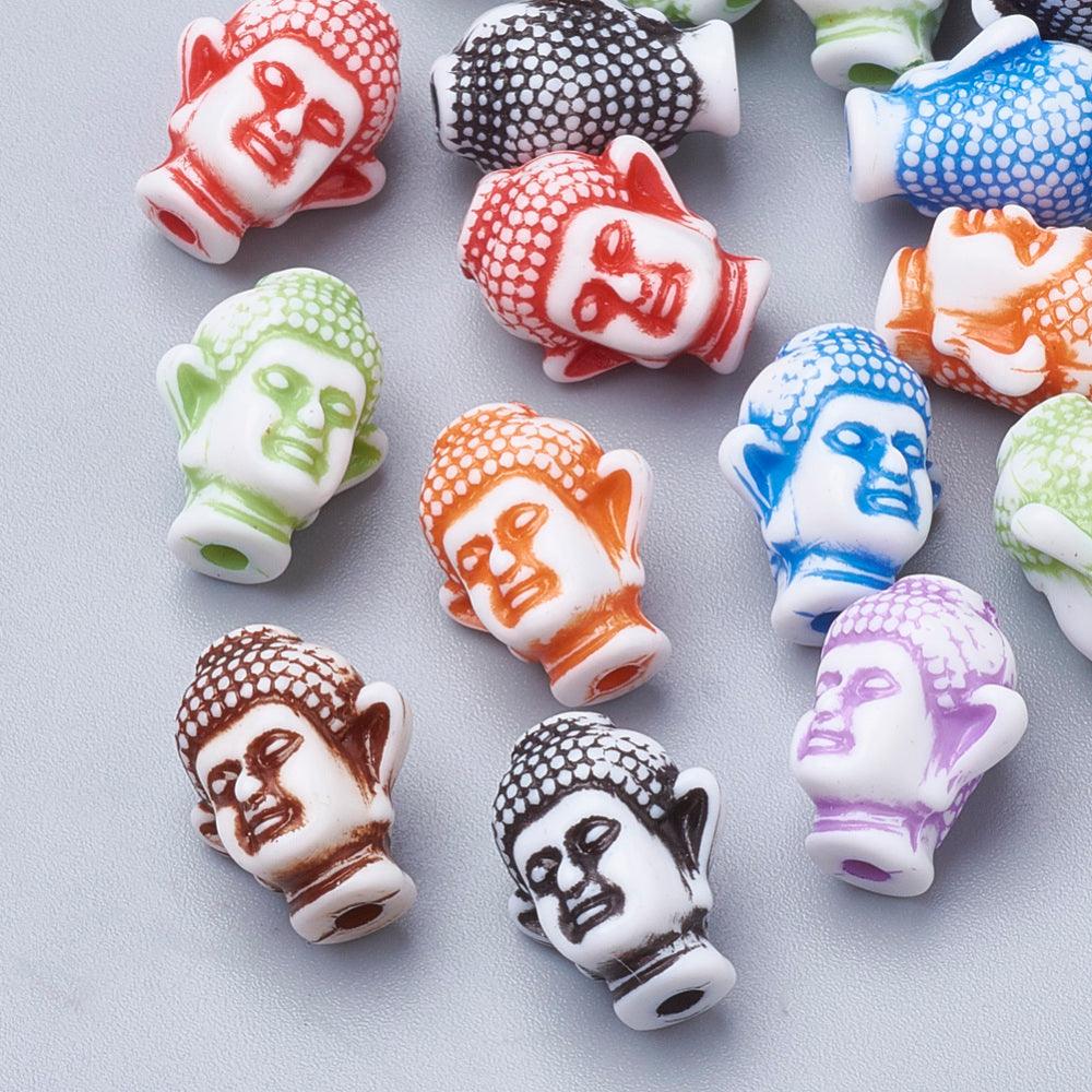100 Pcs, 12.5x10x8mm, Acrylic Buddha Beads MultiColor - Acrylic / MultiColor / 100 Pcs