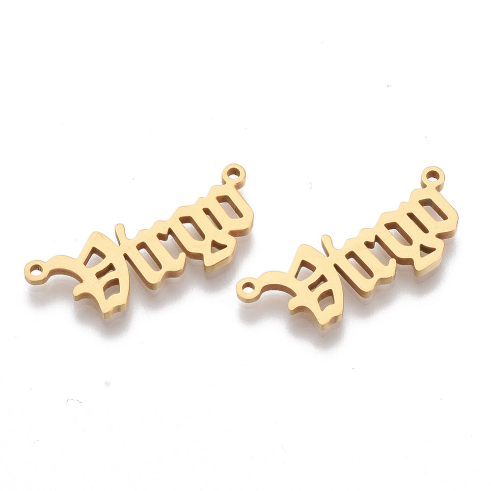 2 Pcs, 26x9x1.5mm, 201 Stainless Steel Links connectors Virgo Golden - Golden
