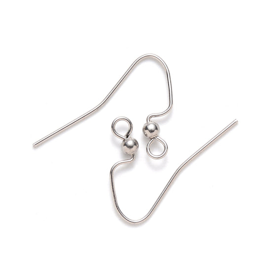17x22mm, 304 Stainless Steel Earring Hooks - Silver / Stainless Steel / 10 Pcs