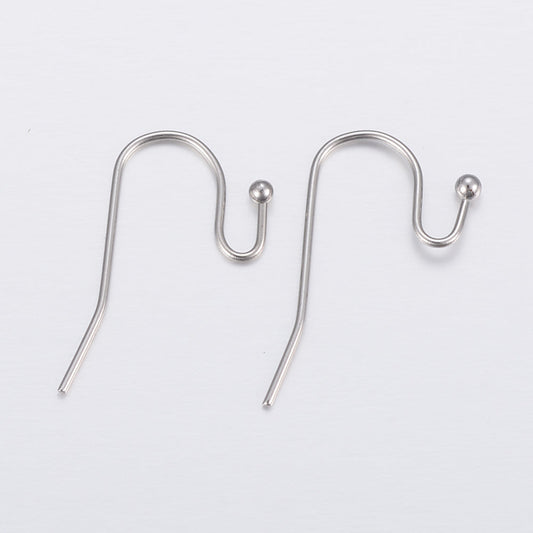 21x12x2mm, 304 Stainless Steel Earring Hooks, Ear Wire - Silver / Stainless Steel / 4 Pcs