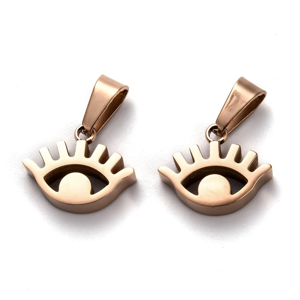 304 Stainless Steel Eye Charms Rose Gold - Rose Gold / Stainless Steel / 1 Pc